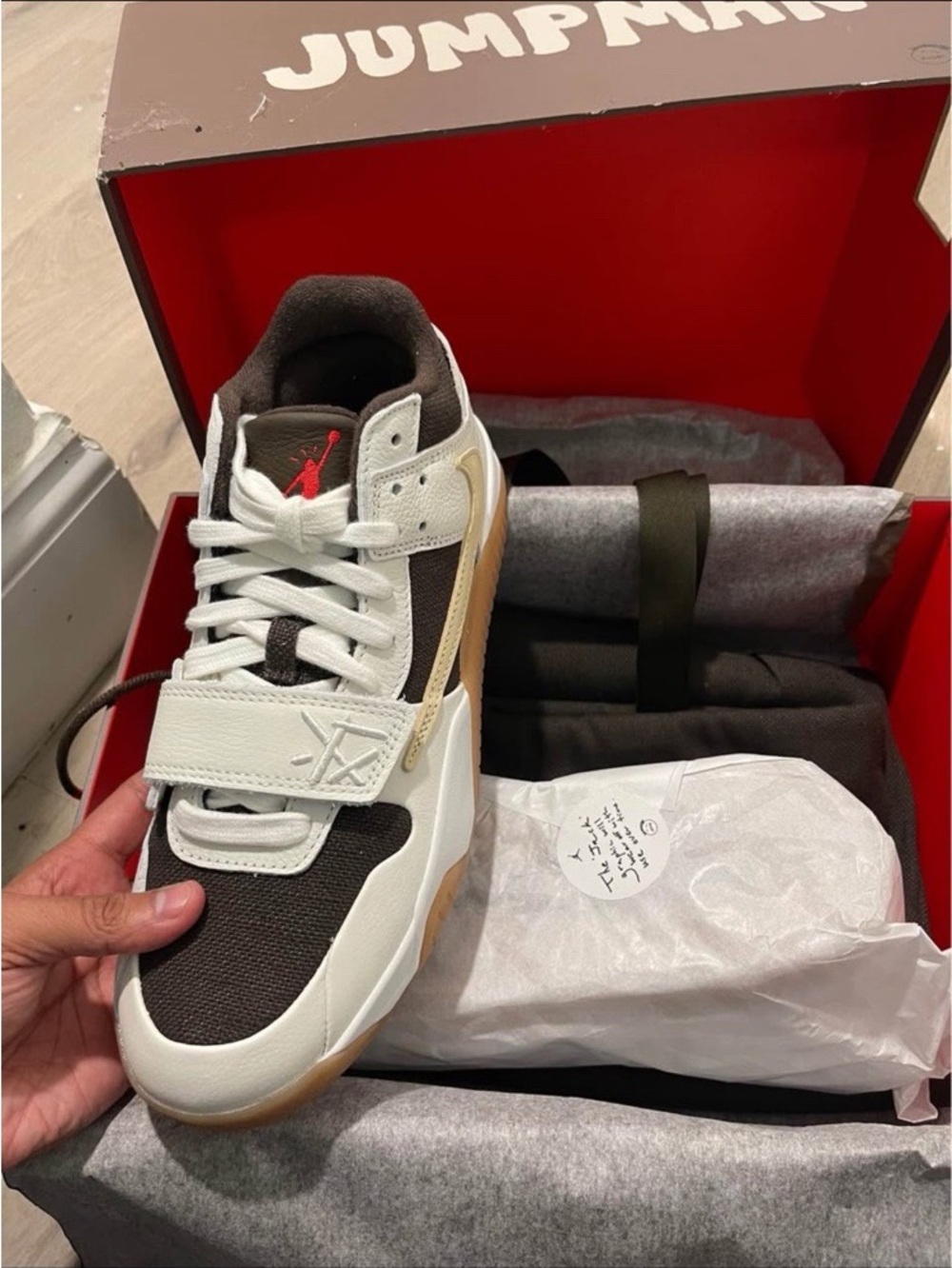 Travis Scott Limited EditionAir Jordan Men’s Low-Top Sneaker — White / Brown / G
